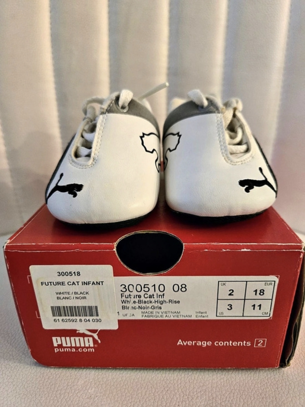 Puma Future Cat Infant Sneakers White & Black US 3- BRAND NEW